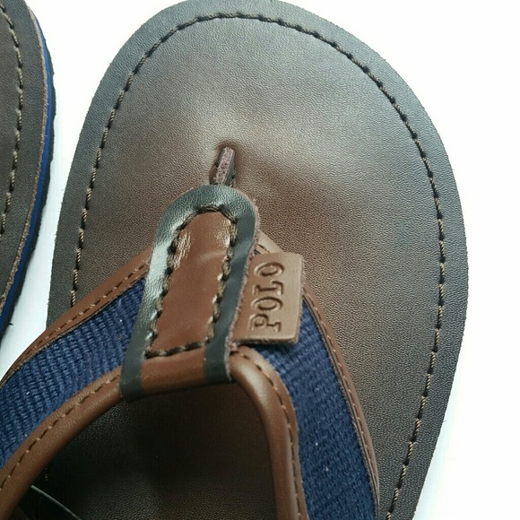 Men Polo Ralph Lauren Leather Flip Flops - Picture 2 of 5